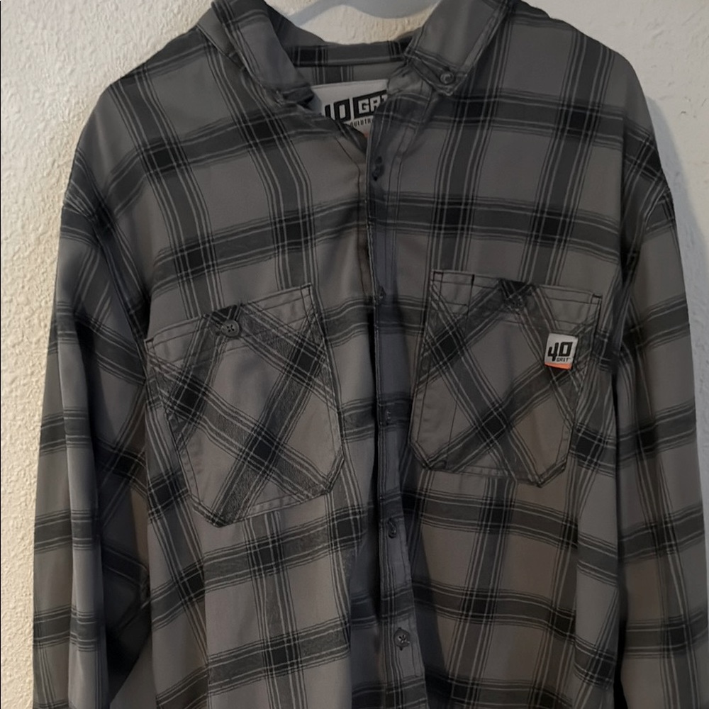 40 Grit Gray Plaid Button-Up Shirt